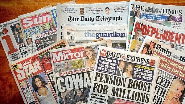 A group of newspapers.