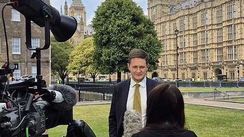 David Chadwick MP in front of Westminster